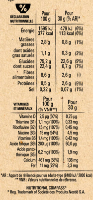 NESTLE NESQUIK Céréales 450g - حقائق غذائية - fr