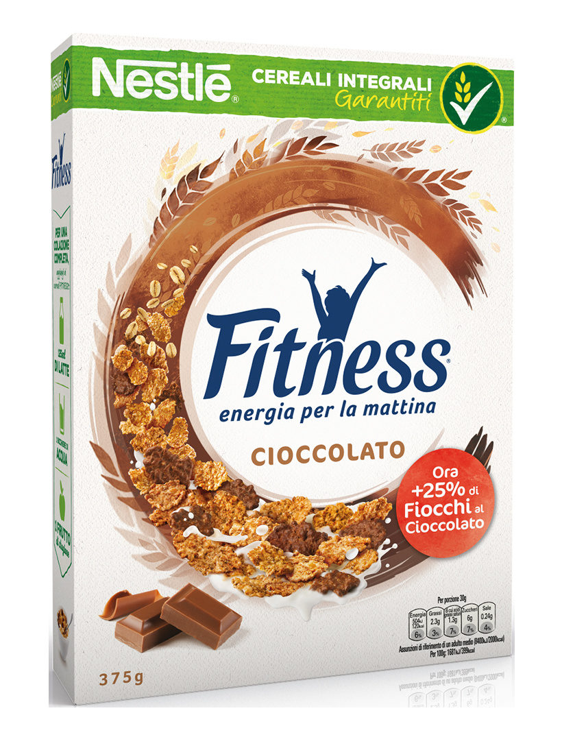 Fitness Cioccolato Cereali - Fiocchi di frumento e fiocchi ricoperti di cioccolato al latte - Prodotto