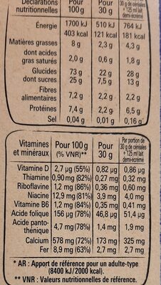 NESTLE CRUNCH Céréales 450g - Tableau nutritionnel
