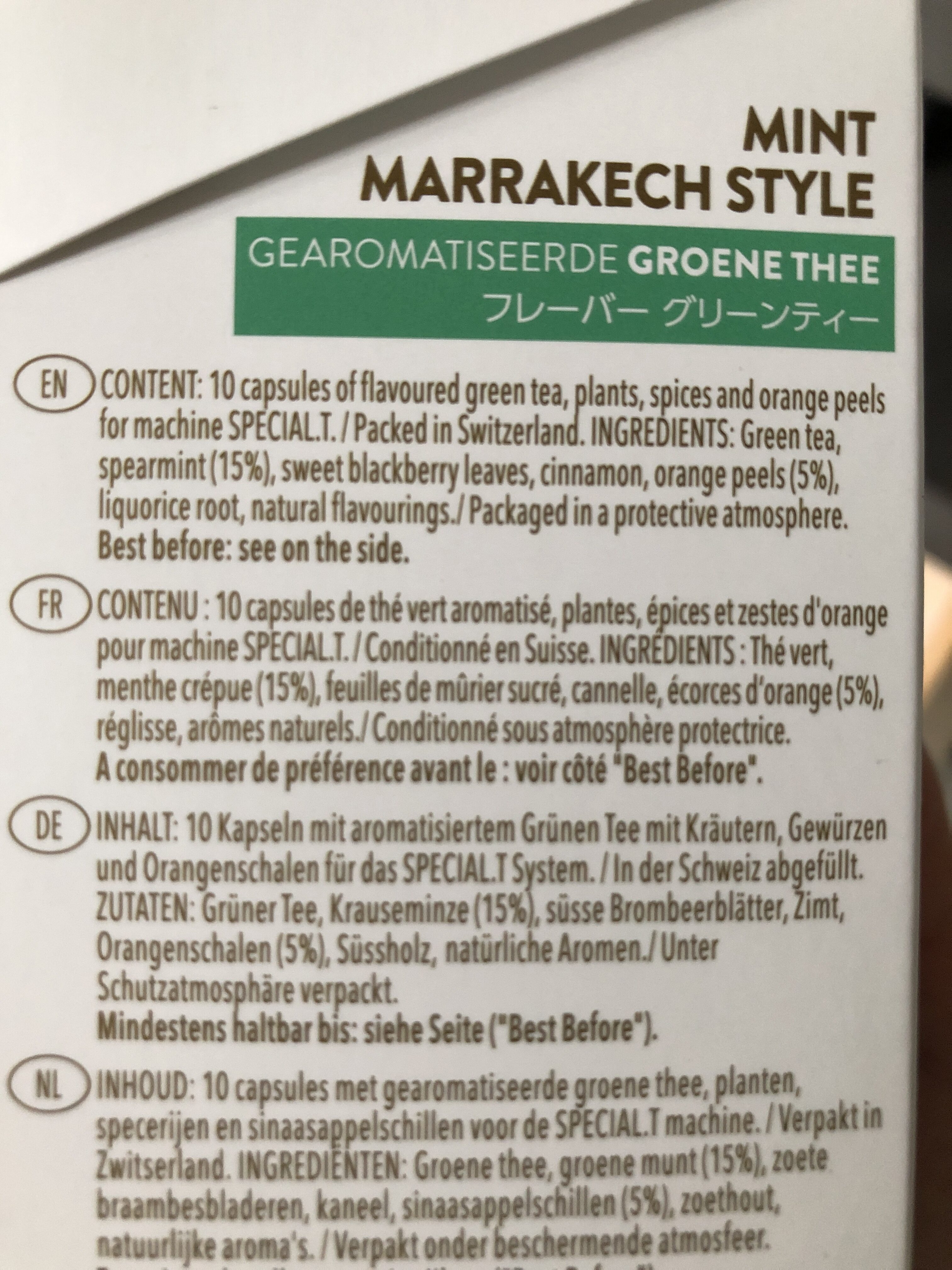 Thé vert menthe Marrakech - Valori nutrizionali - fr