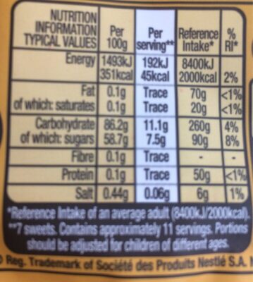 Jelly tots 150g sharing bag - Nutrition facts