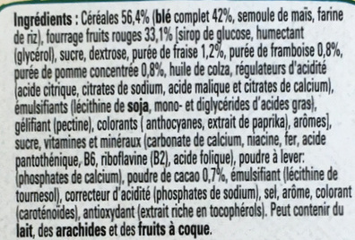 Fitness Delice Céréales croustillantes avec un coeur aux fruits rouges - Ingrediënten - fr