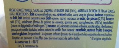 Glace Vanille Pécan Sauce Caramel Beurre Salé - Ingrédients