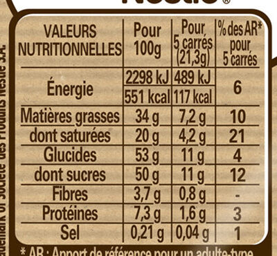 NESTLE DESSERT Caramel 2x 170 g - Voedingswaarden - fr