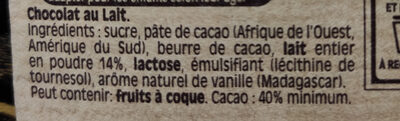 NESTLE DESSERT Chocolat au Lait - Ingrédients