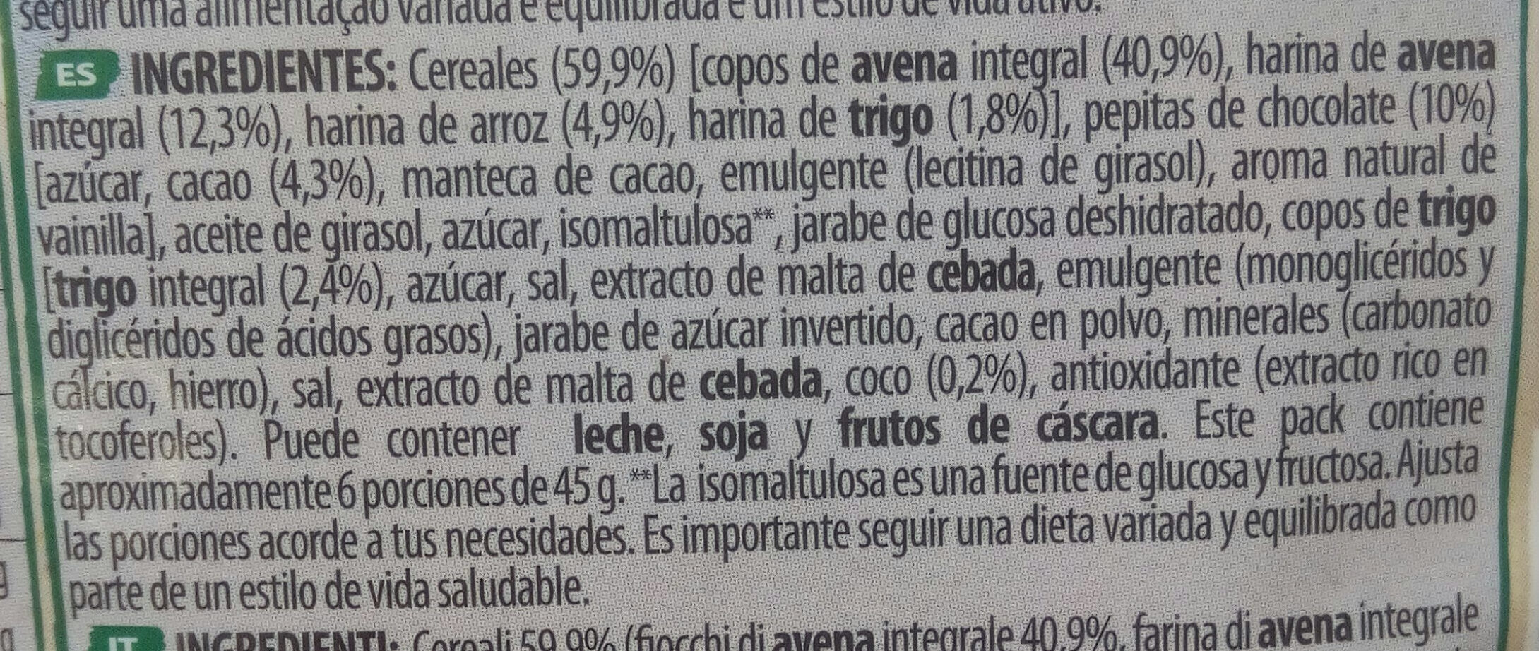 Granola Fitness Chocolate - Ingredienti - es