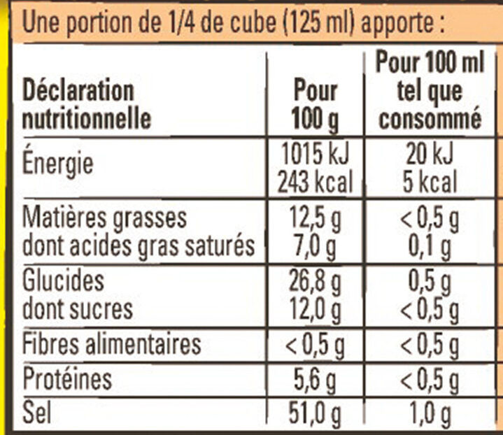 MAGGI Bouillon Volaille - Nutrition facts - fr
