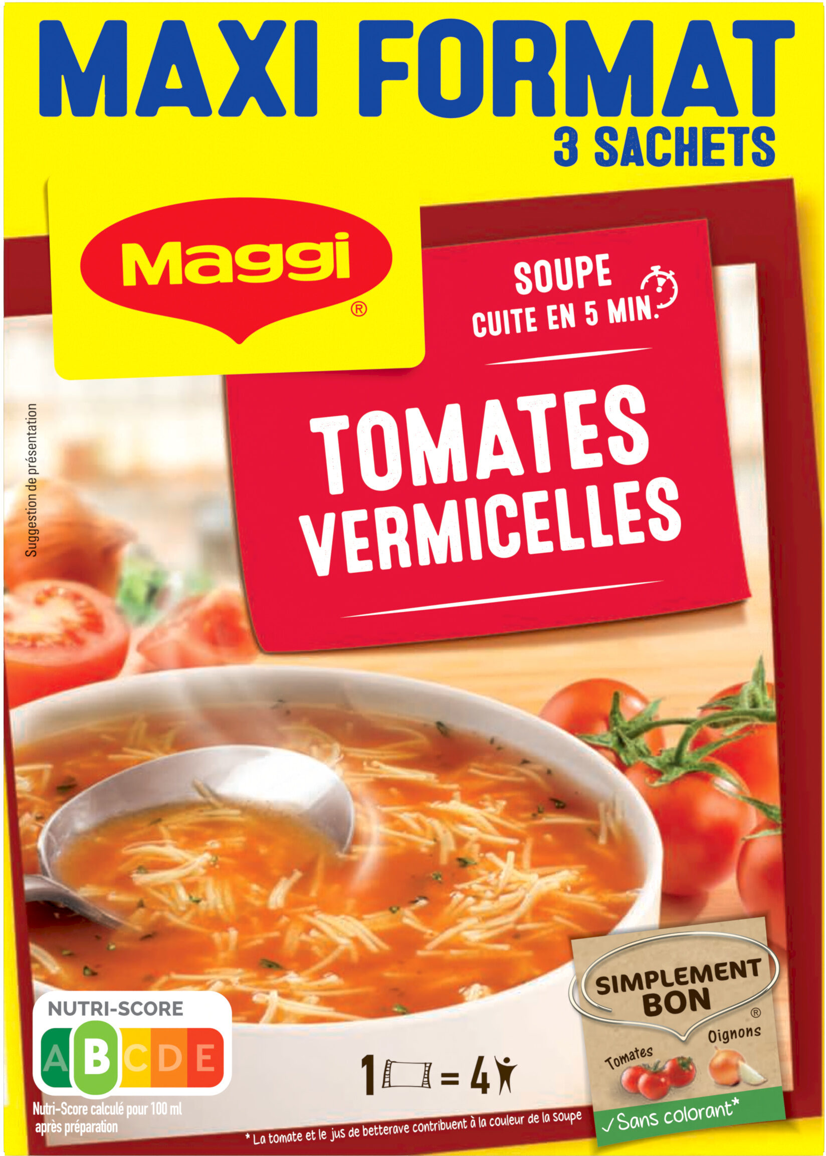 Soupe Tomates Vermicelles Maggi MAXI FORMAT 3 SACHETS - Produit