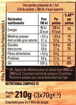 Soupe Tomates Vermicelles Maggi MAXI FORMAT 3 SACHETS - Nutrition facts - fr