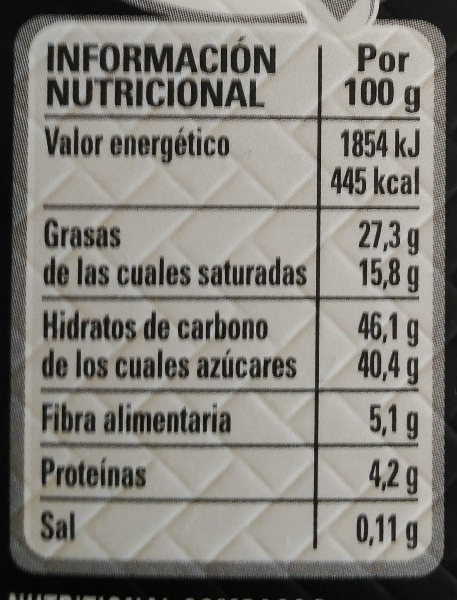 Bombones chocolate negro premium caja roja - Información nutricional