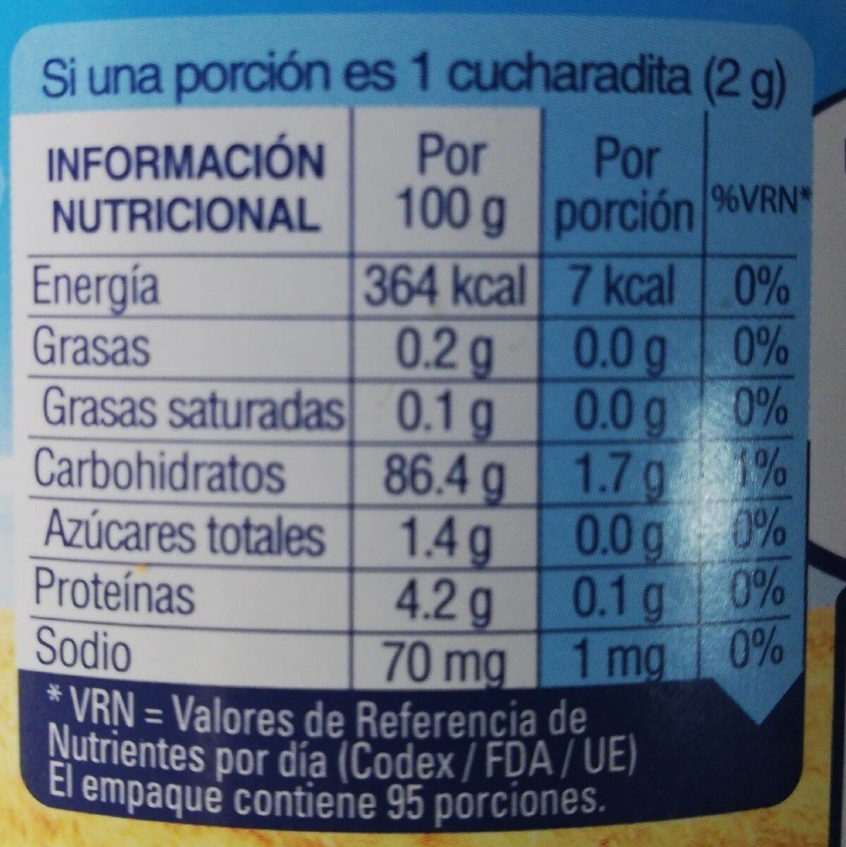 Cebada instantánea - Nutrition facts - es