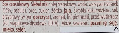 Sos Czosnkowy - Ingredients - pl