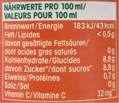 Orange 100% Jus - Valori nutrizionali - fr