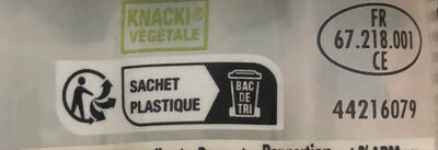 Knacki Végétale - Recycling instructions and/or packaging information - fr