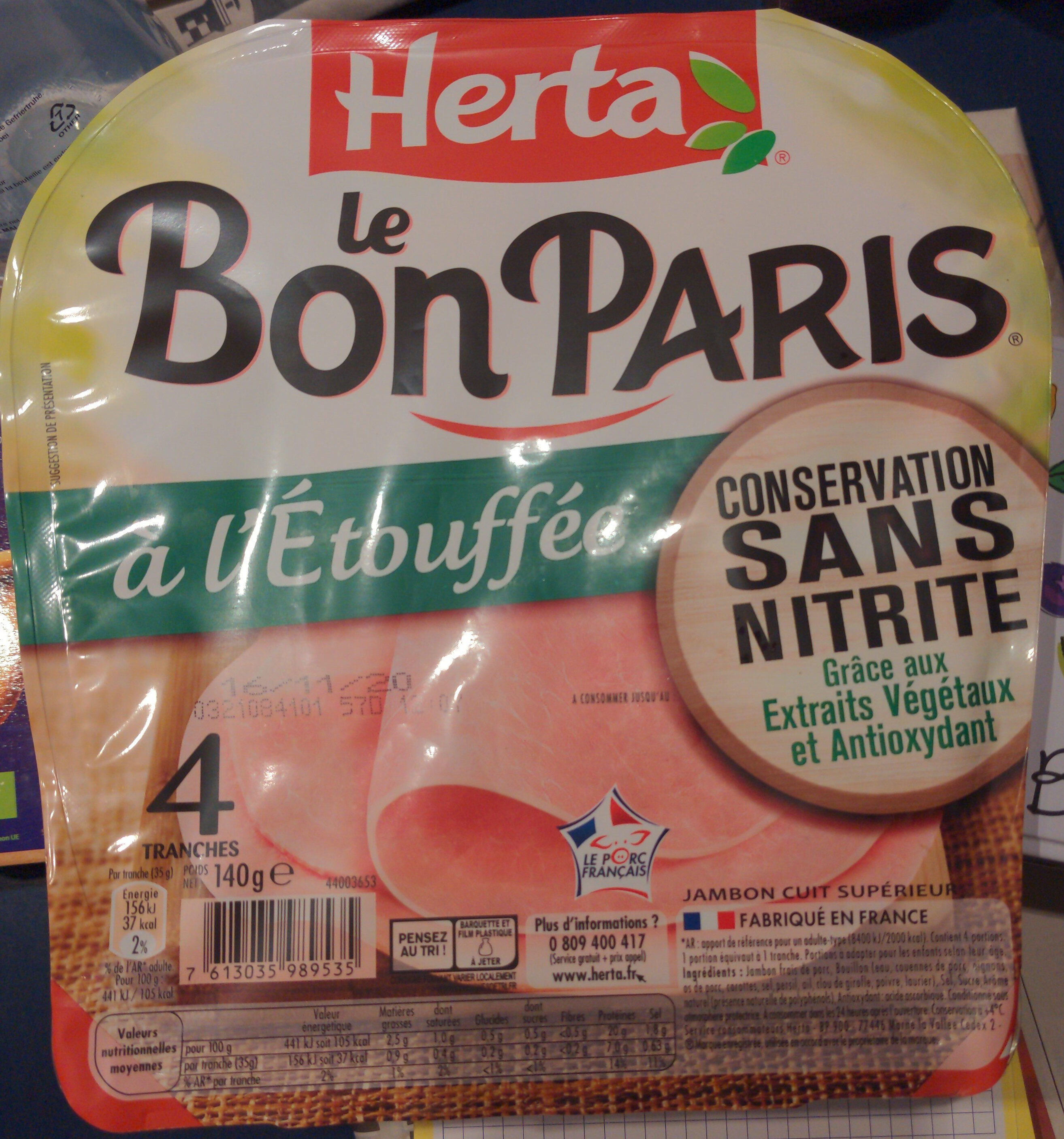 Le Bon Paris à l'Étouffée Sans Nitrite 4 Tranches - Product - fr