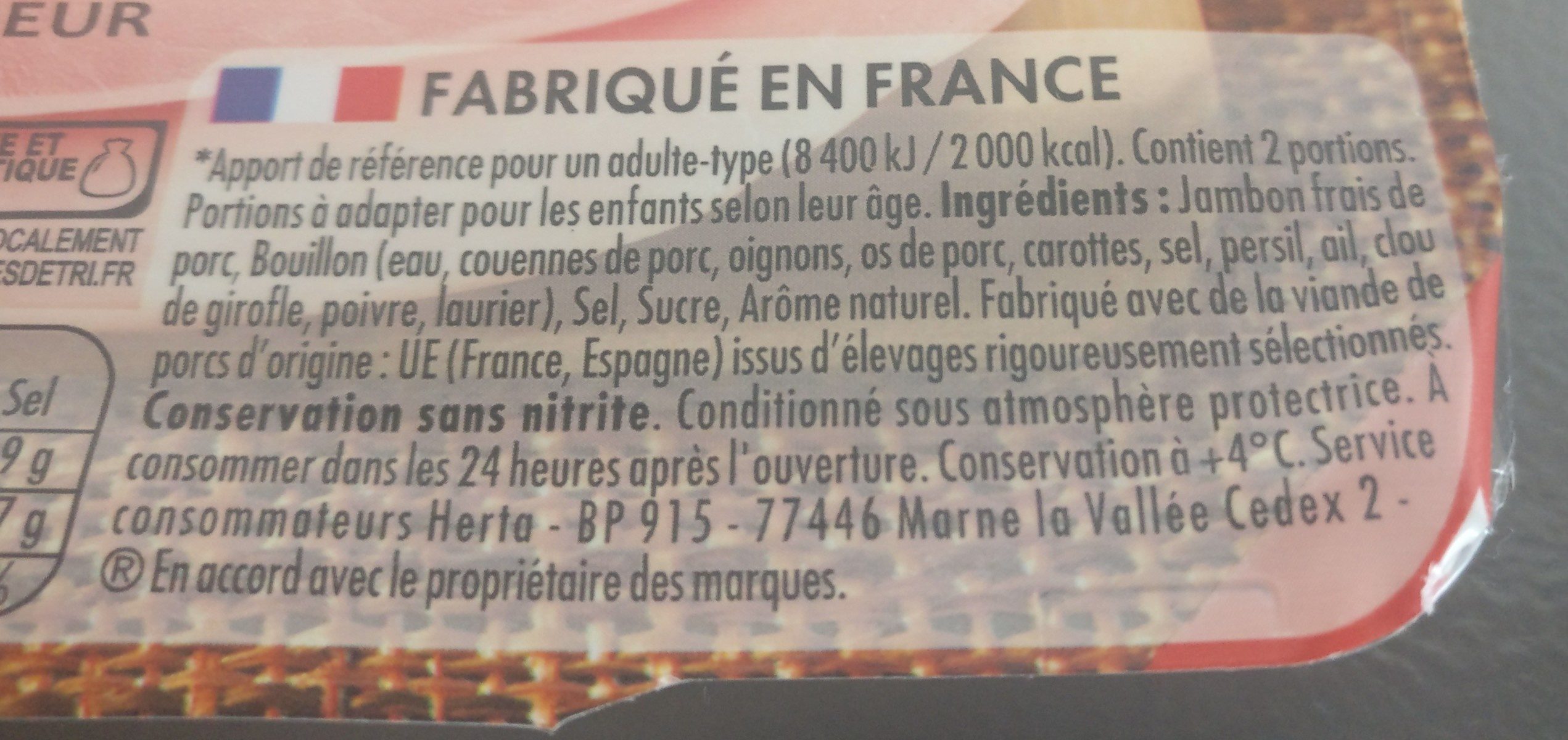 LE BON PARIS à l'étouffée sans nitrite - Ingrédients