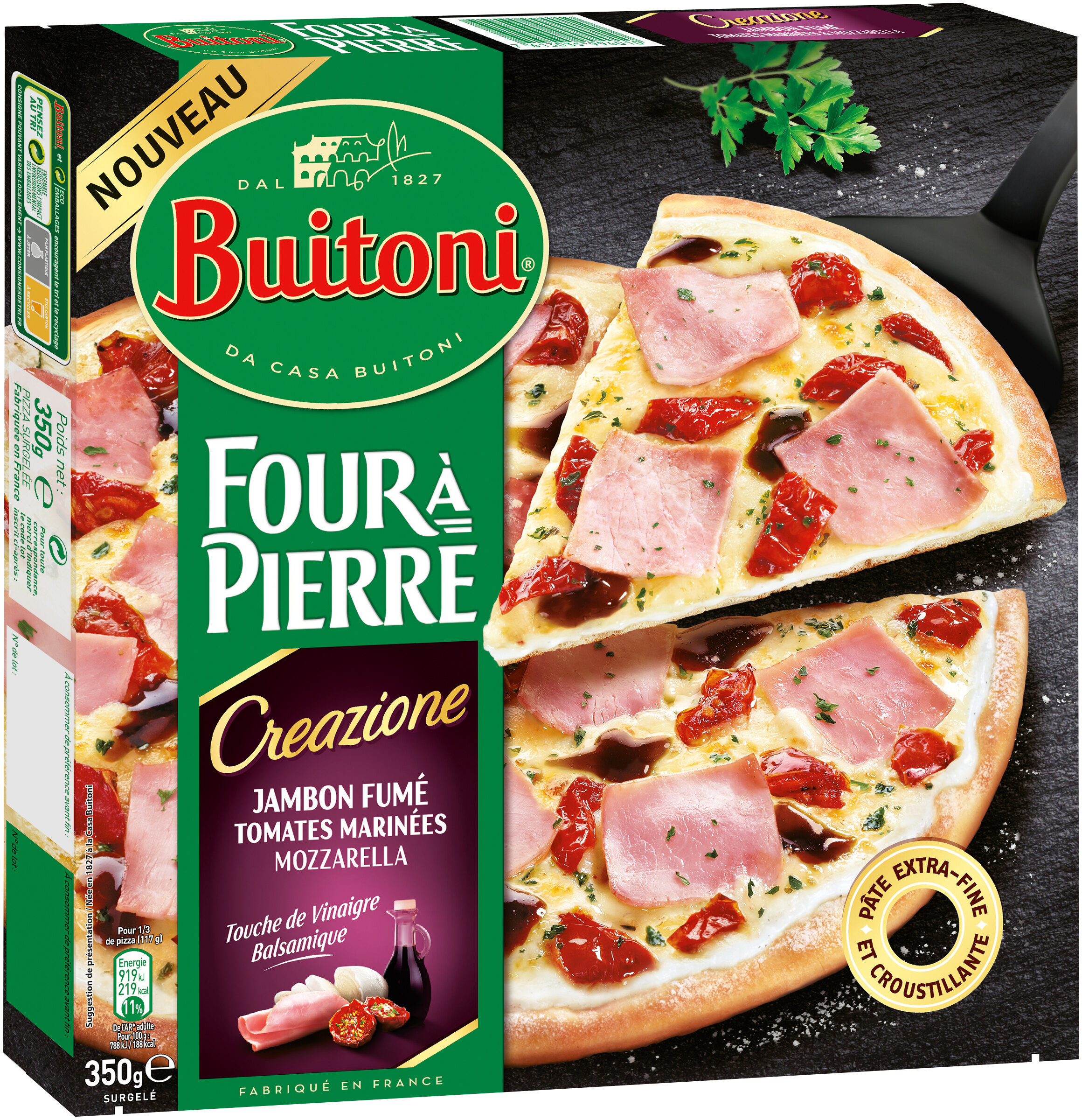 BUITONI FOUR A PIERRE CREAZIONE pizza surgelée Jambon Fumé 350g - Produit
