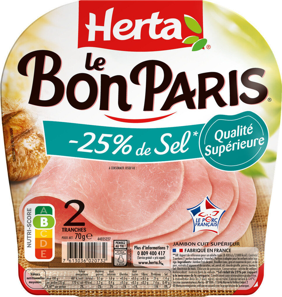 LE BON PARIS jambon -25% de sel - Product - fr