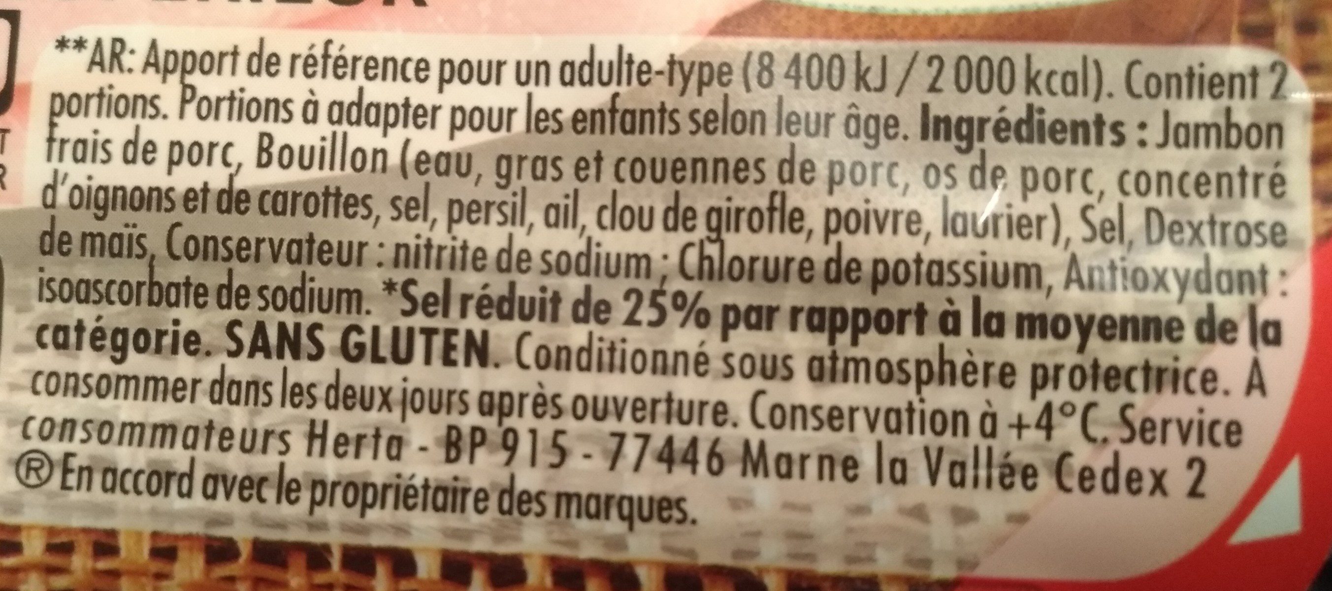 LE BON PARIS jambon -25% de sel - Ingredients - fr
