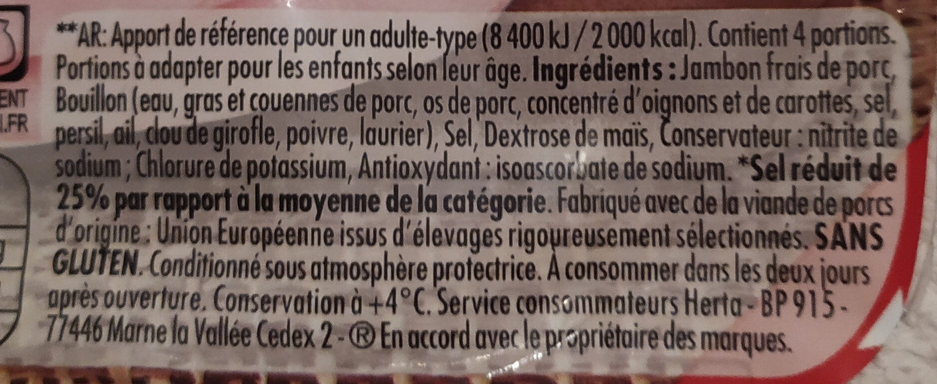 Le bon Paris -25% de sel - Ingredientes - fr