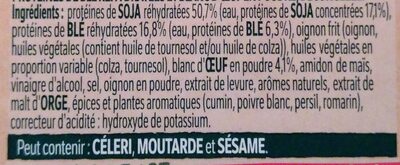GARDEN GOURMET Le Classique Soja et Blé 150g - Ingrédients