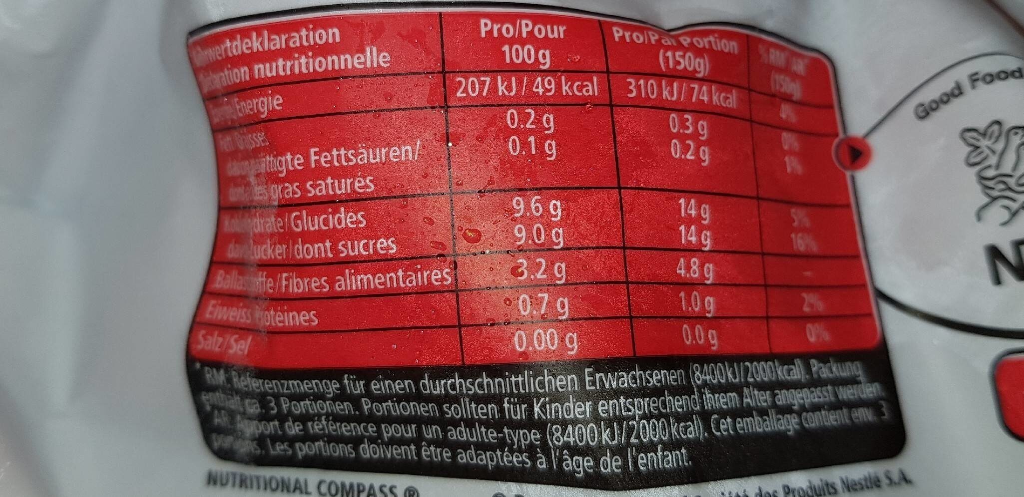 Happy Berry Smoothie - Informació nutricional - fr