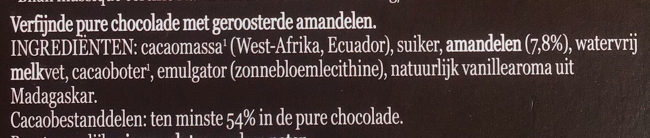 NESTLE L'ATELIER Noir Amande 115g - Ingrediënten