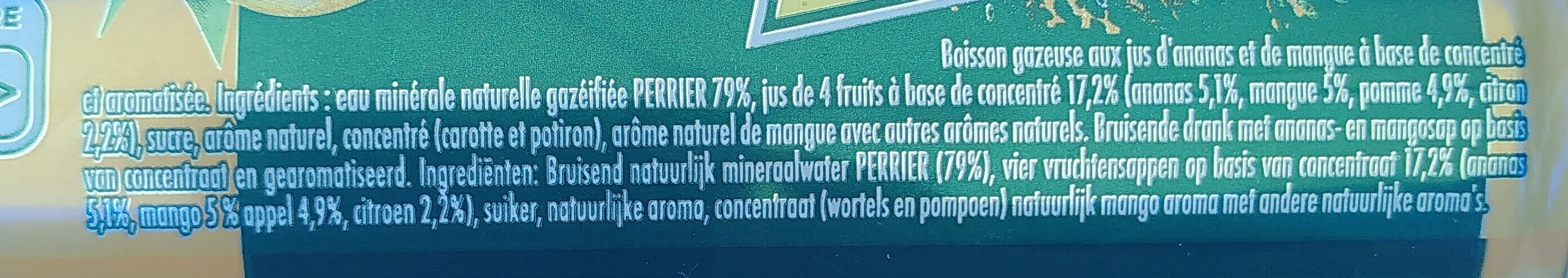Perrier & Juice Ananas Mangue - Ingrédients