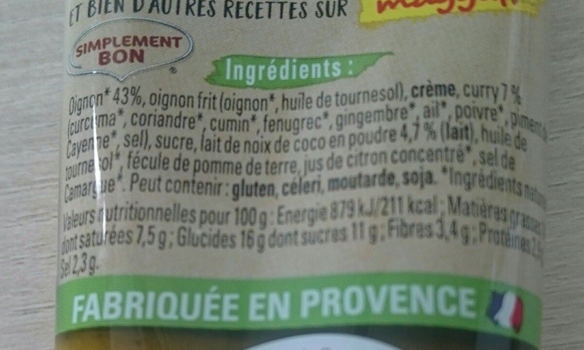 Purée d'Aromates, CURRY - Ingredients - fr