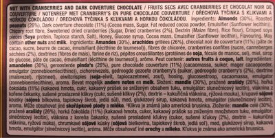 Barre Cranberrys et Chocolat Noir - Ingredients - fr