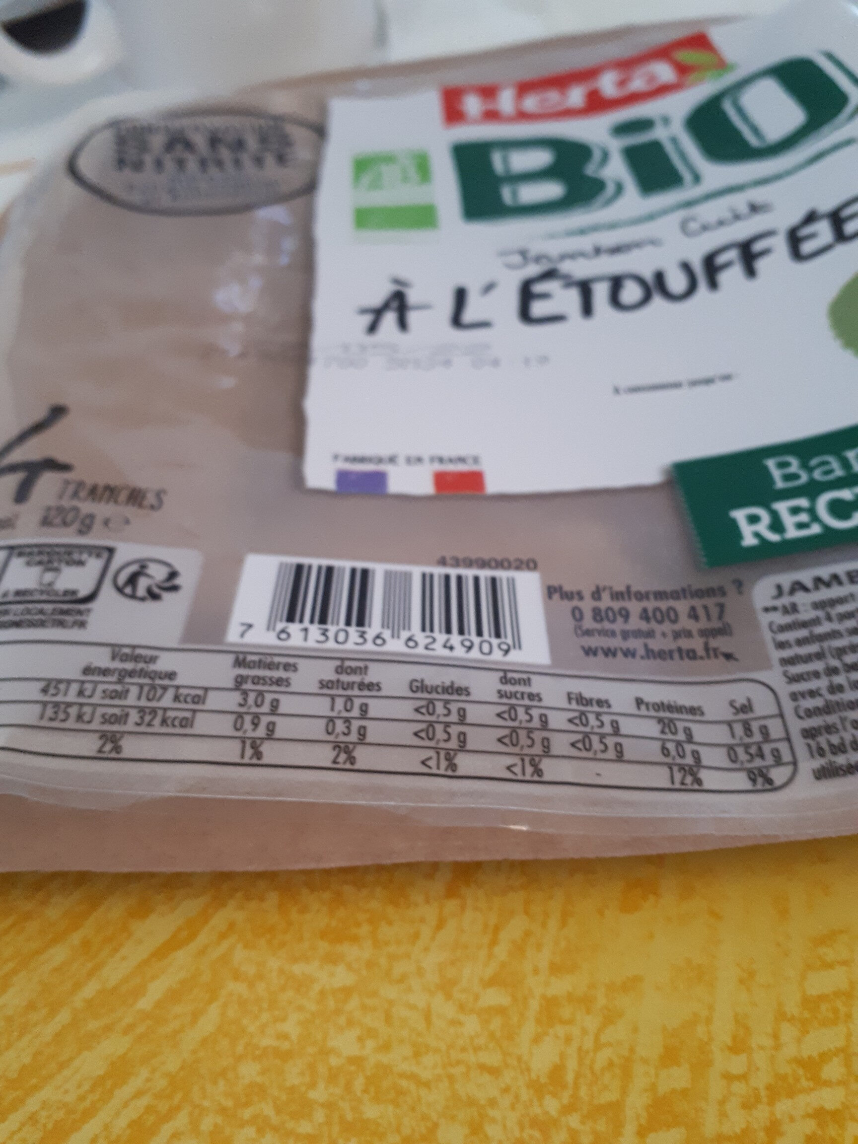 Bio jambon cuit a l'etouffée - Produit