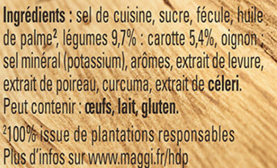 MAGGI Bouillon KUB Légumes Sel Réduit 120g - Ingrédients