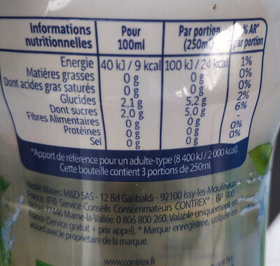 CONTREX Green eau aromatisée BIO Maté saveur Citron Citron Vert 75cl - Nutrition facts - fr