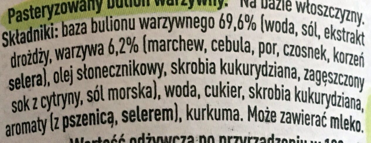 Bulion warzywny - Ingredients - pl