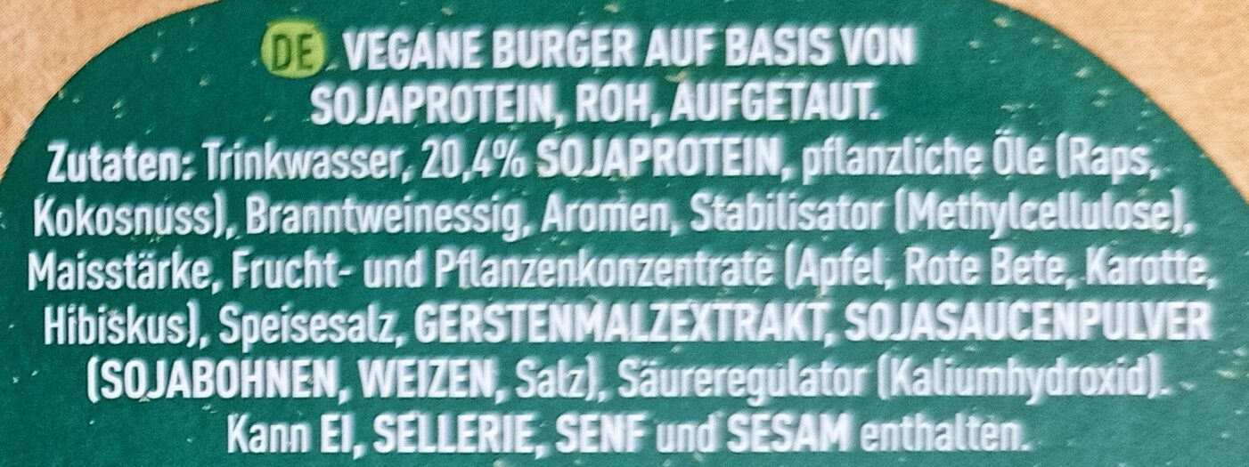 Burger aus Sojaprotein - Ingredienti - de