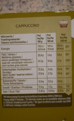 Cappuccino - Voedingswaarden - fr