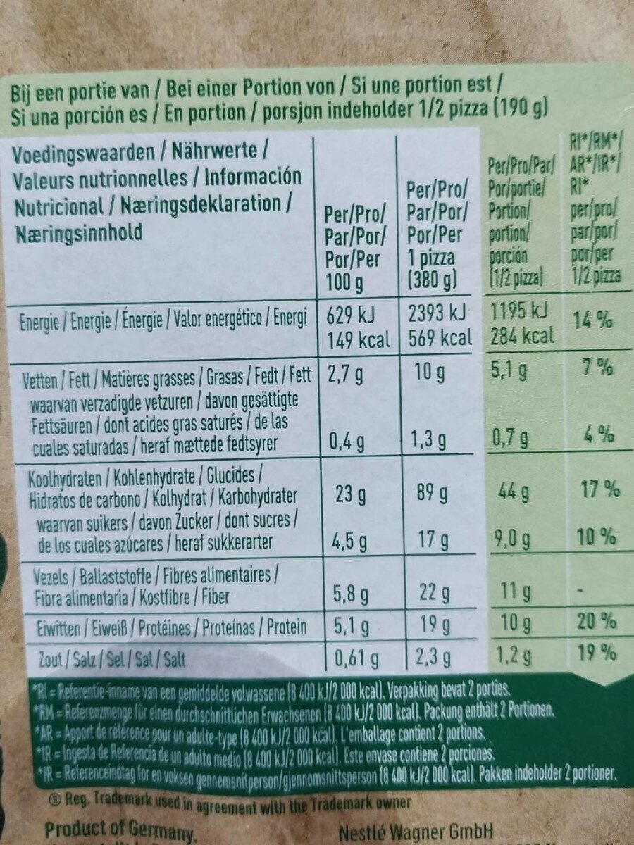 Veggie Lovers - Nutrition facts - fr