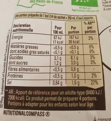 MAGGI BIO Soupe à l'oignon - Nutrition facts - fr
