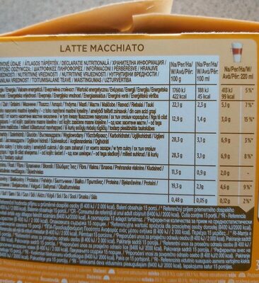 Kapseln Latte Macchiato - Tableau nutritionnel