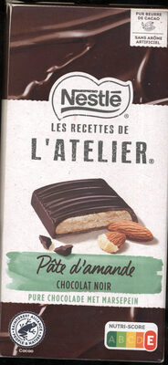 LES RECETTES DE L'ATELIER. Pâte d'amande CHOCOLAT NOIR PURE CHOCOLADE MET MARSEPEIN - Produit