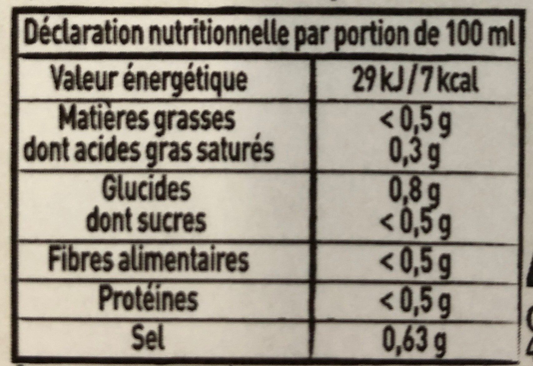 MAGGI Le Bouillon Liquide Thaï - Tableau nutritionnel