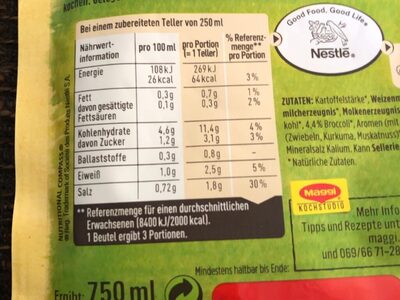 milde Blumenkohl-Broccoli Cremesuppe - Nutrition facts