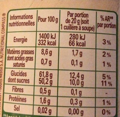 NESTLE Aide à patisser Végétale 370g - Nutrition facts - fr
