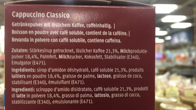 M-classic Cappuccino Classico Non Sucré 10 Saccheti - Ingredienti - fr