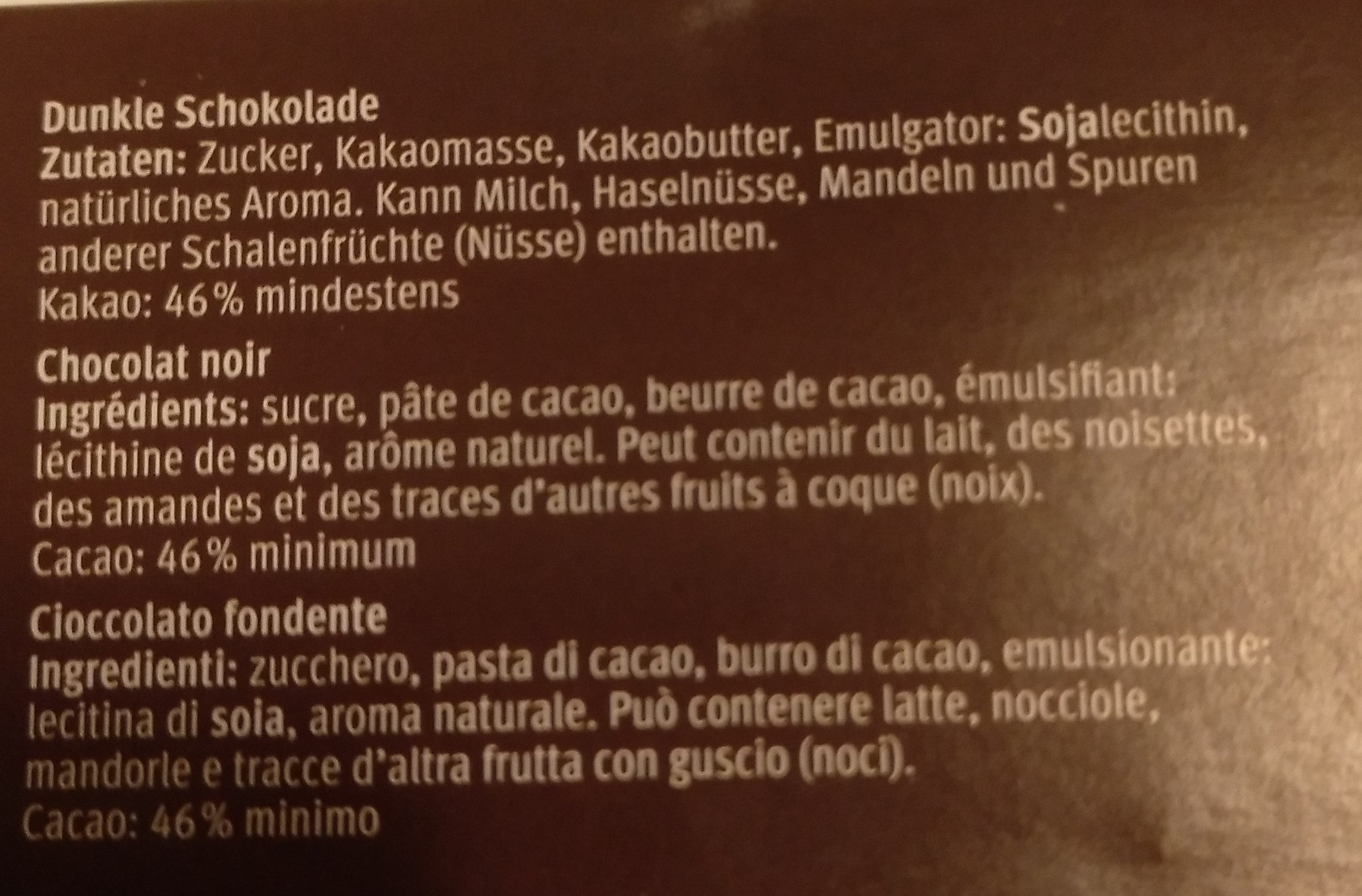Koch-Schokolade, chocolat de ménage - Ingredients