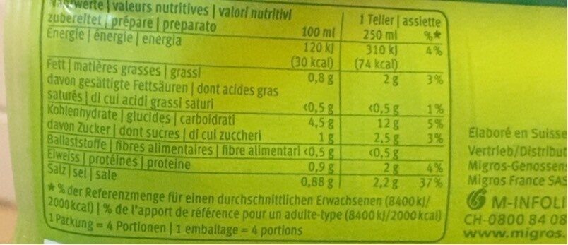 Kalbfleischcrèmesuppe - Nutrition facts - fr