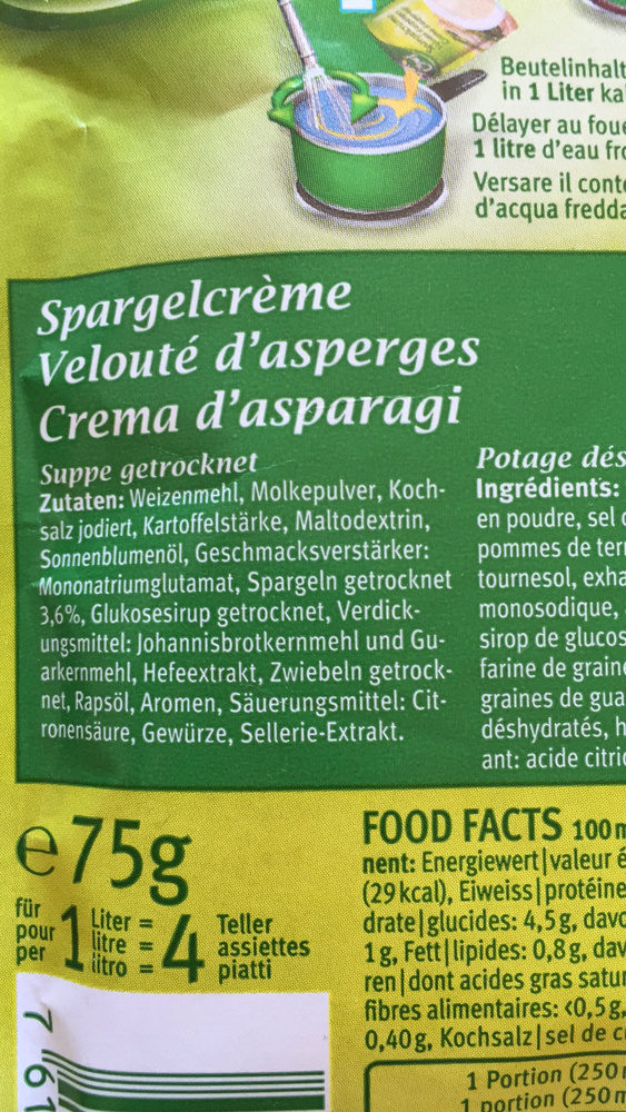 Spargel Creme Suppe - Zutaten - fr