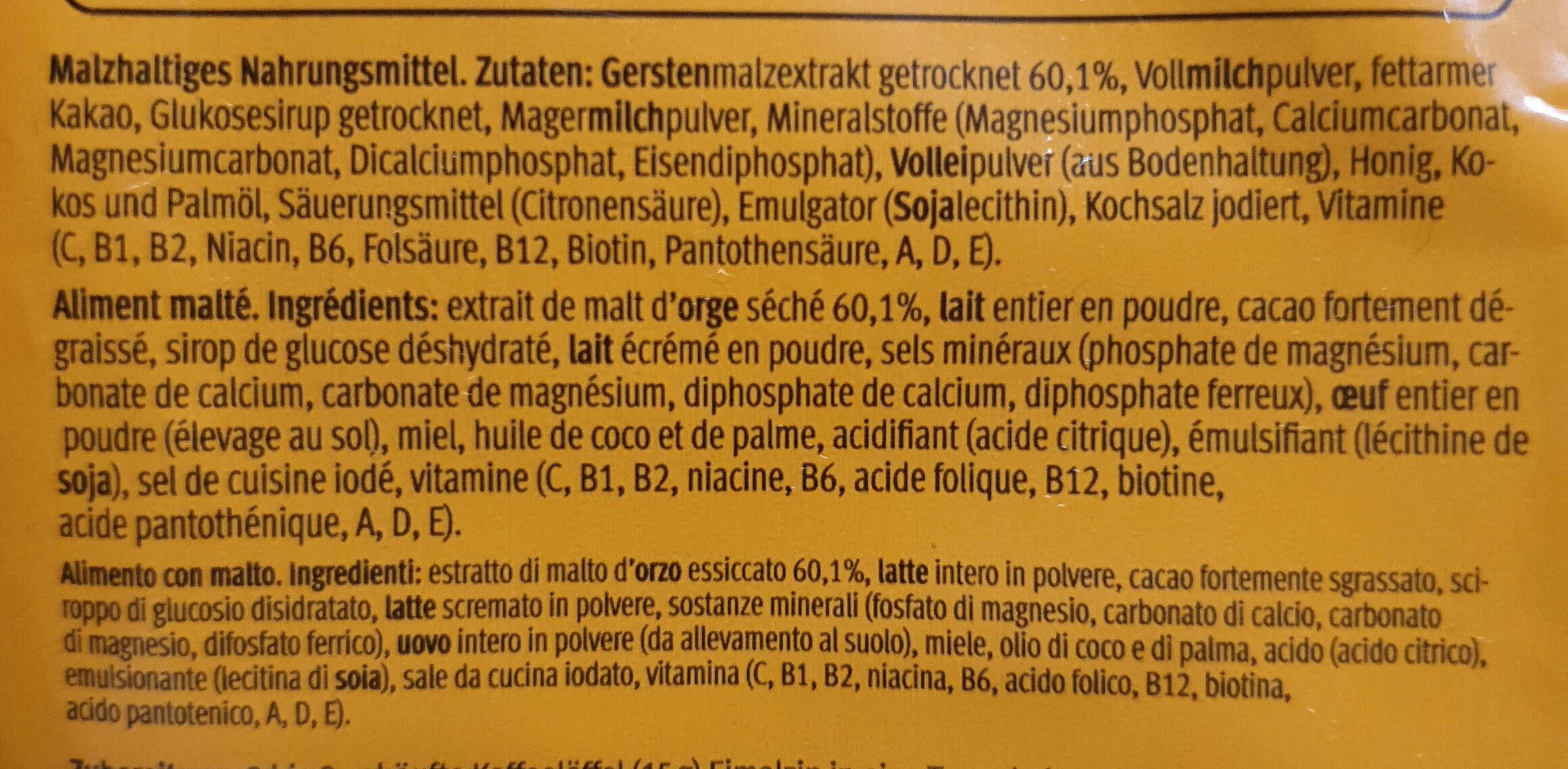 Malzpulver Einmalzin - Ingredienti - fr