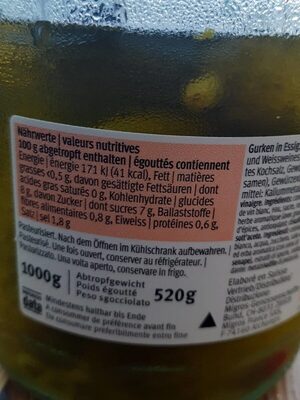 Concombre suisse - Valori nutrizionali - fr