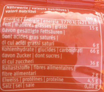 Tartelette à l'abricot - Nutrition facts - fr